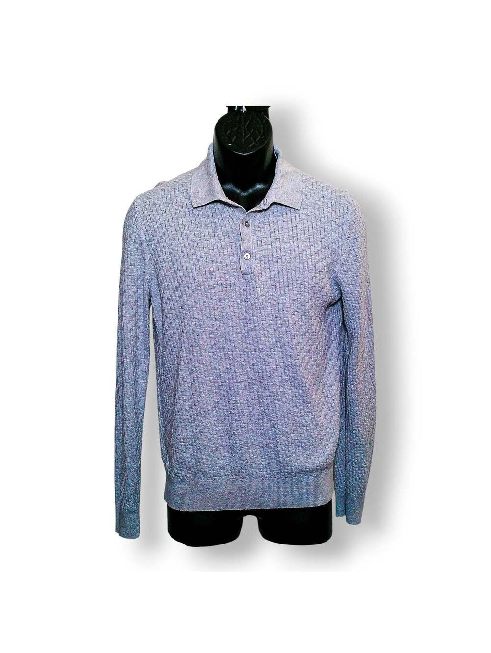 Apt. 9 Heathered Gray Basketweave Knit Sweater S Lavender